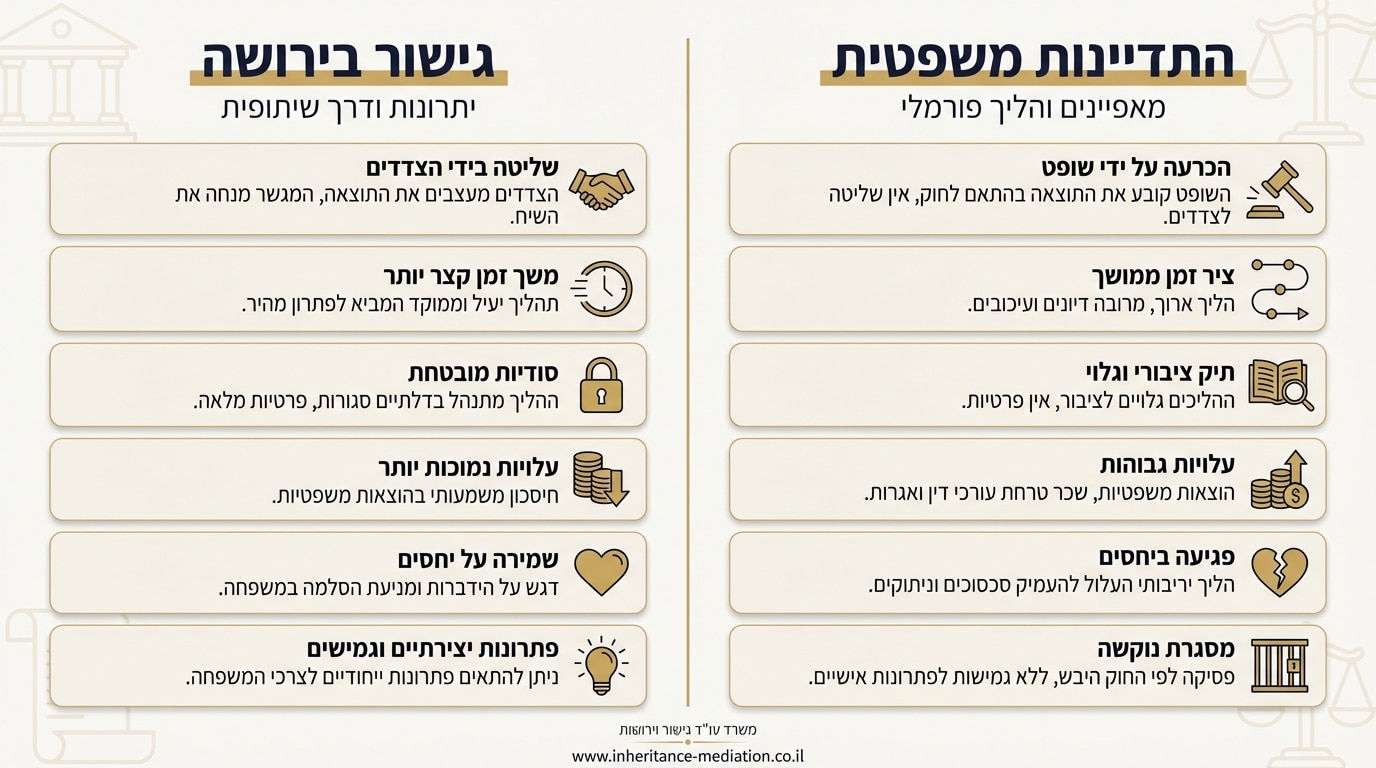 גישור ירושה לעומת הליך משפטי